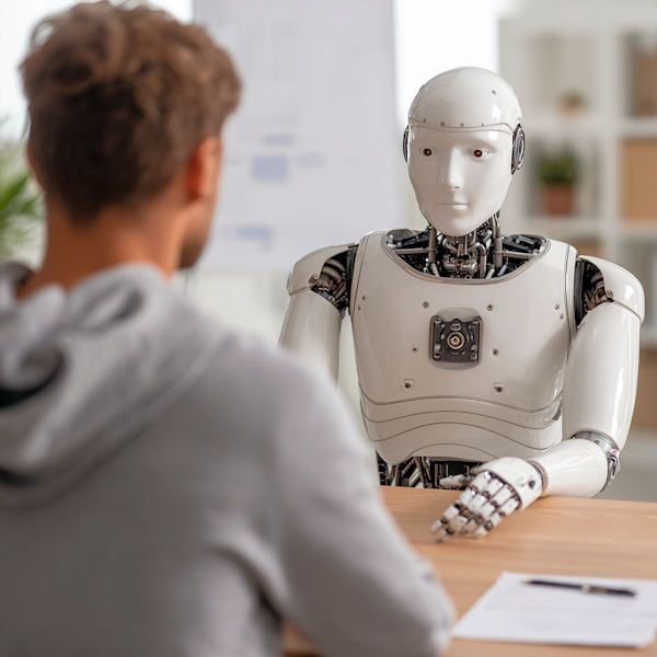 A robot doctor consulting with a patient